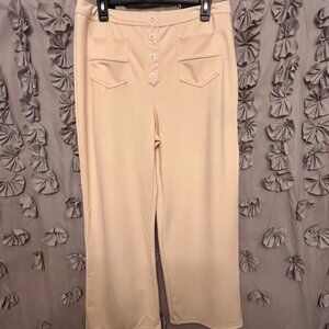 Yawburk Leather Pink Wide Leg Work Pants